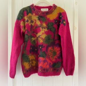 Vintage Michelle Stuart Women's Vibrant Mohair Wool Sweater Pullover size S